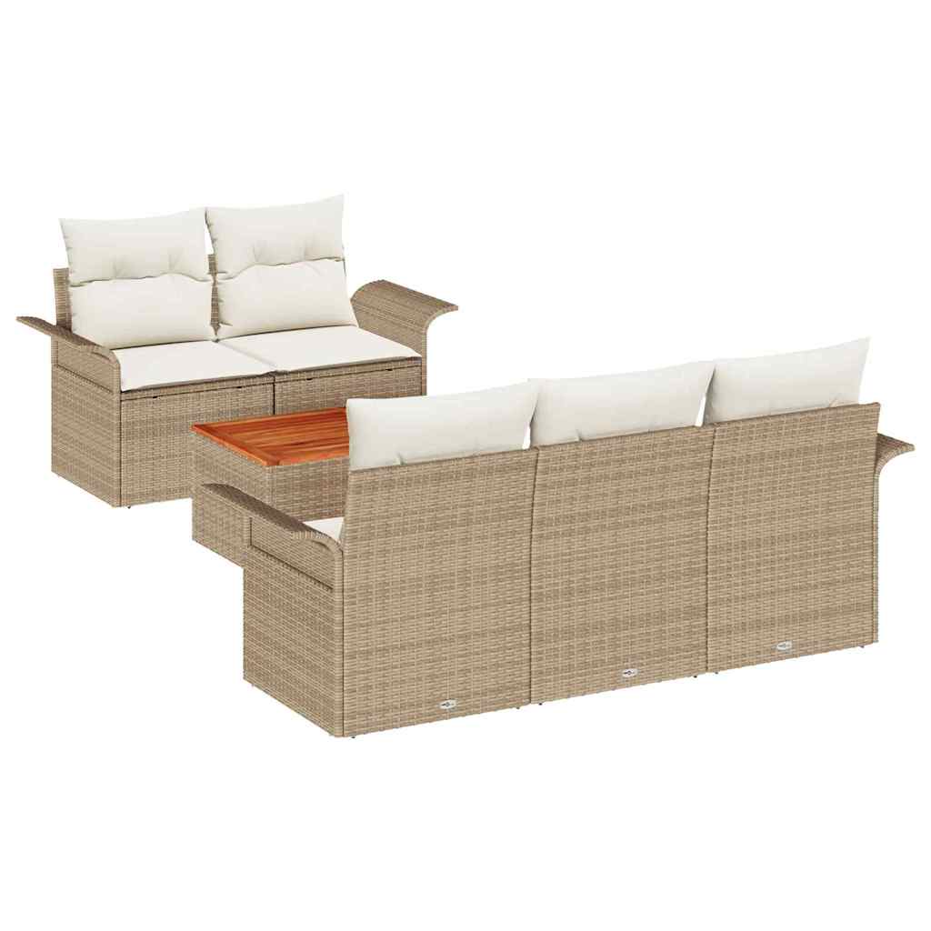 Conjunto de Sofá de Jardim 6 pcs Bege e Creme 55 x 55 x 37 cm