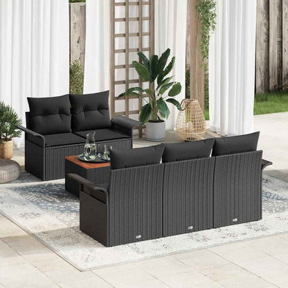 Conjunto de Sofá de Jardim Manual 6 pcs Preto 55 x 55 x 37 cm