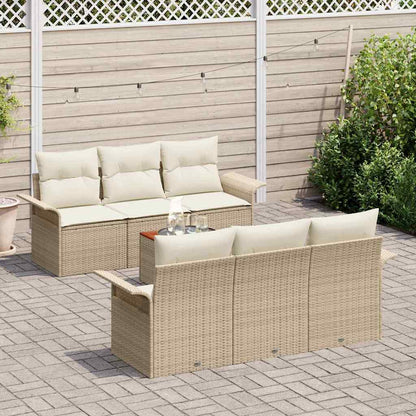 Conjunto de Sofá de Jardim 7 pcs Bege e Creme 55 x 55 x 37 cm