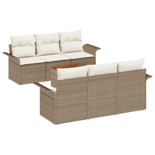 Conjunto de Sofá de Jardim 7 pcs Bege e Creme 55 x 55 x 37 cm