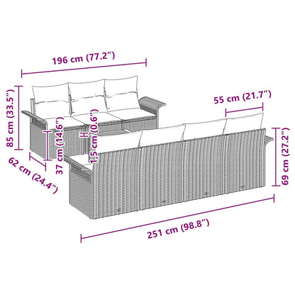 Conjunto de Sofá de Jardim 8 pcs Preto e Creme 55 x 55 x 37 cm