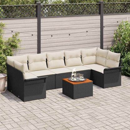 Conjunto de Sofá de Jardim 8 pcs Preto e Creme 55 x 55 x 37 cm