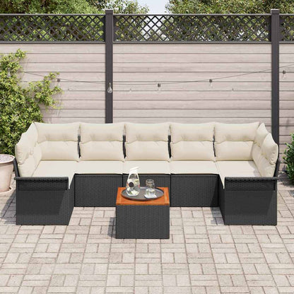 Conjunto de Sofá de Jardim 8 pcs Preto e Creme 55 x 55 x 37 cm