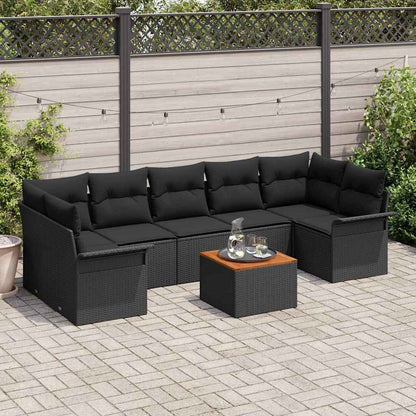 Conjunto de Sofá de Jardim Manual 8 pcs Preto 55 x 55 x 37 cm