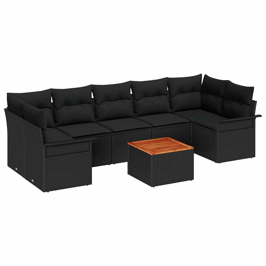 Conjunto de Sofá de Jardim Manual 8 pcs Preto 55 x 55 x 37 cm
