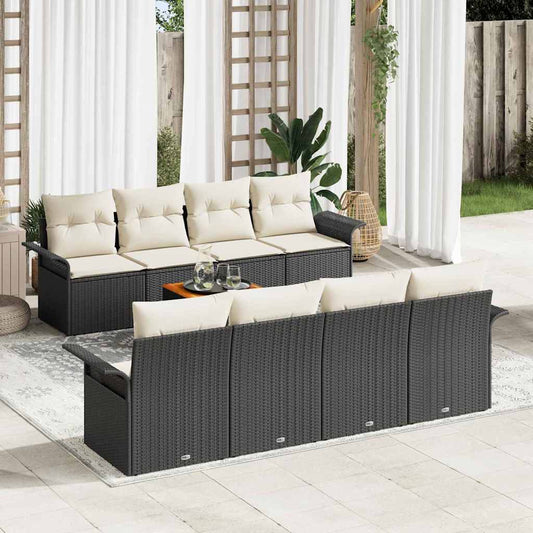 Conjunto de Sofá de Jardim 7 pcs Preto e Creme 55 x 55 x 37 cm