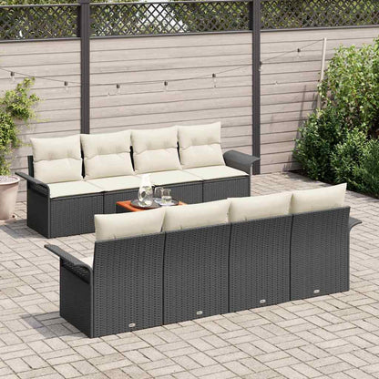 Conjunto de Sofá de Jardim 7 pcs Preto e Creme 55 x 55 x 37 cm