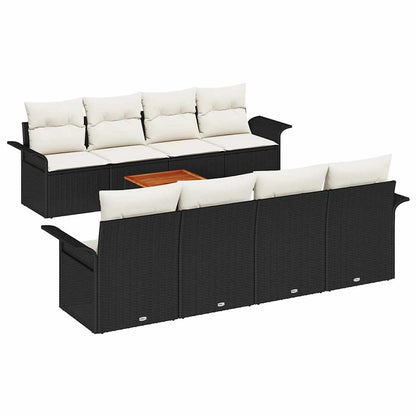 Conjunto de Sofá de Jardim 7 pcs Preto e Creme 55 x 55 x 37 cm