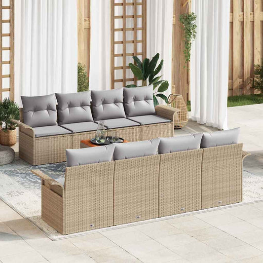 Conjunto de Sofá de Jardim Manual 7 pcs Bege e Cinza Claro