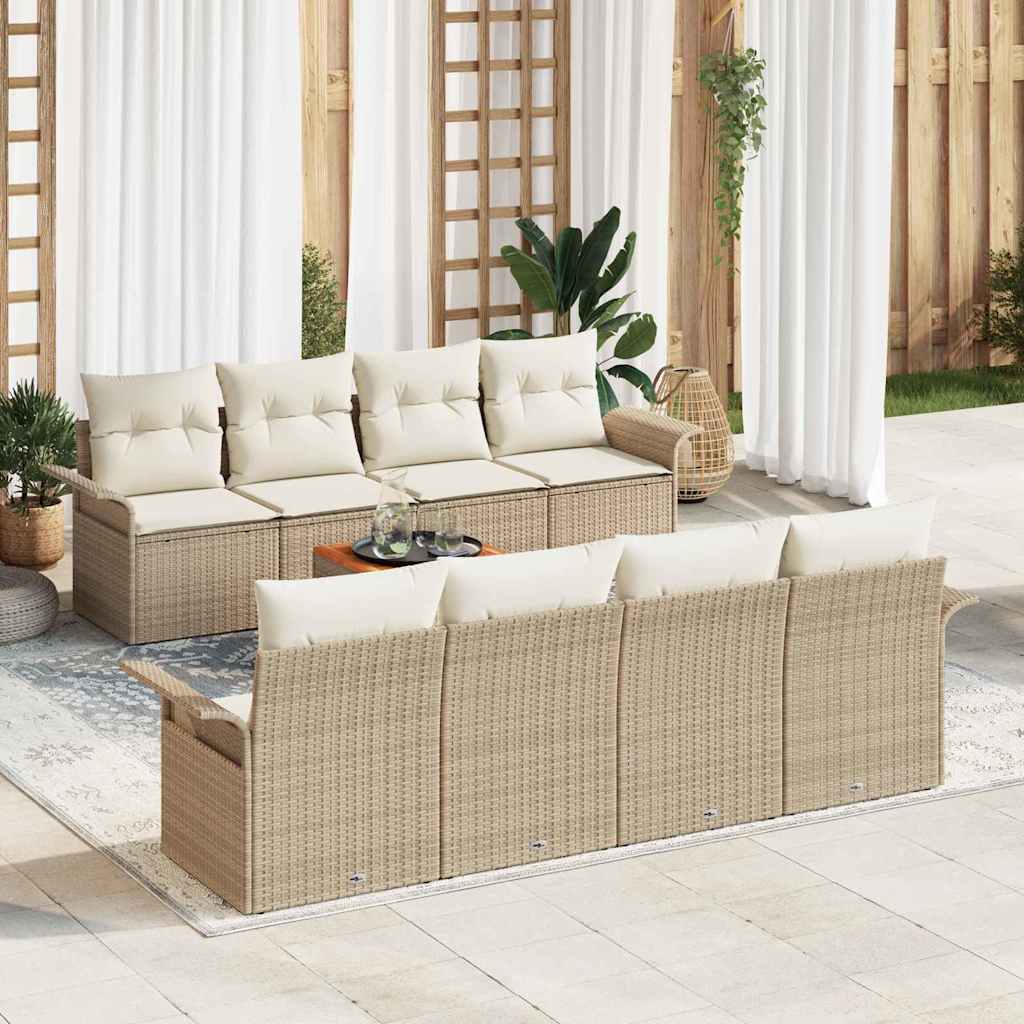 Conjunto de Sofá de Jardim 7 pcs Bege e Creme 55 x 55 x 37 cm