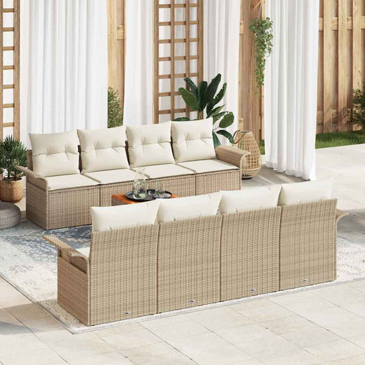 Conjunto de Sofá de Jardim 7 pcs Bege e Creme 55 x 55 x 37 cm