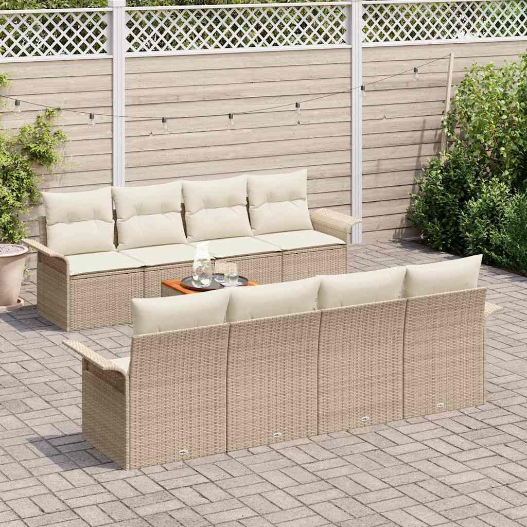 Conjunto de Sofá de Jardim 7 pcs Bege e Creme 55 x 55 x 37 cm