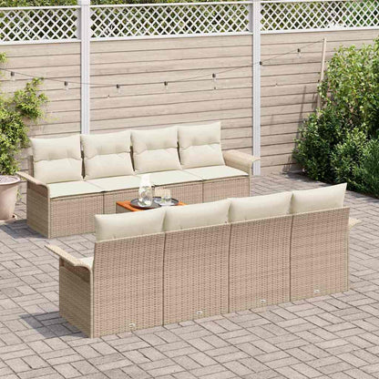 Conjunto de Sofá de Jardim 7 pcs Bege e Creme 55 x 55 x 37 cm