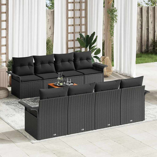 Conjunto de Sofá de Jardim Manual 7 pcs Preto 55 x 55 x 37 cm