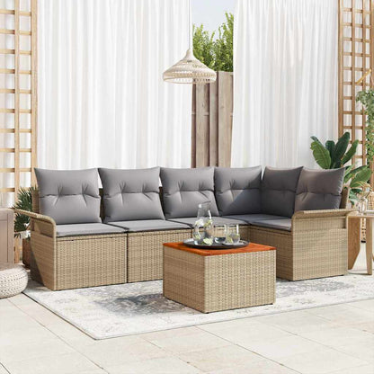 Conjunto de Sofá de Jardim Manual 6 pcs Bege e Cinza Claro