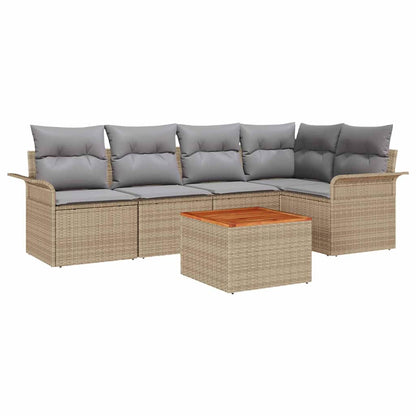 Conjunto de Sofá de Jardim Manual 6 pcs Bege e Cinza Claro