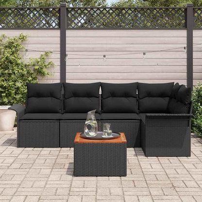 Conjunto de Sofá de Jardim 6 pcs Preto vime PE
