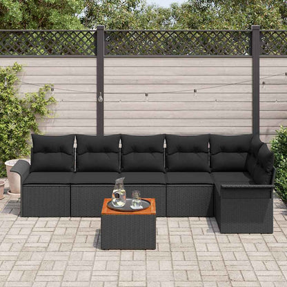 Conjunto de Sofá de Jardim com almofada Manual 7 pcs Preto