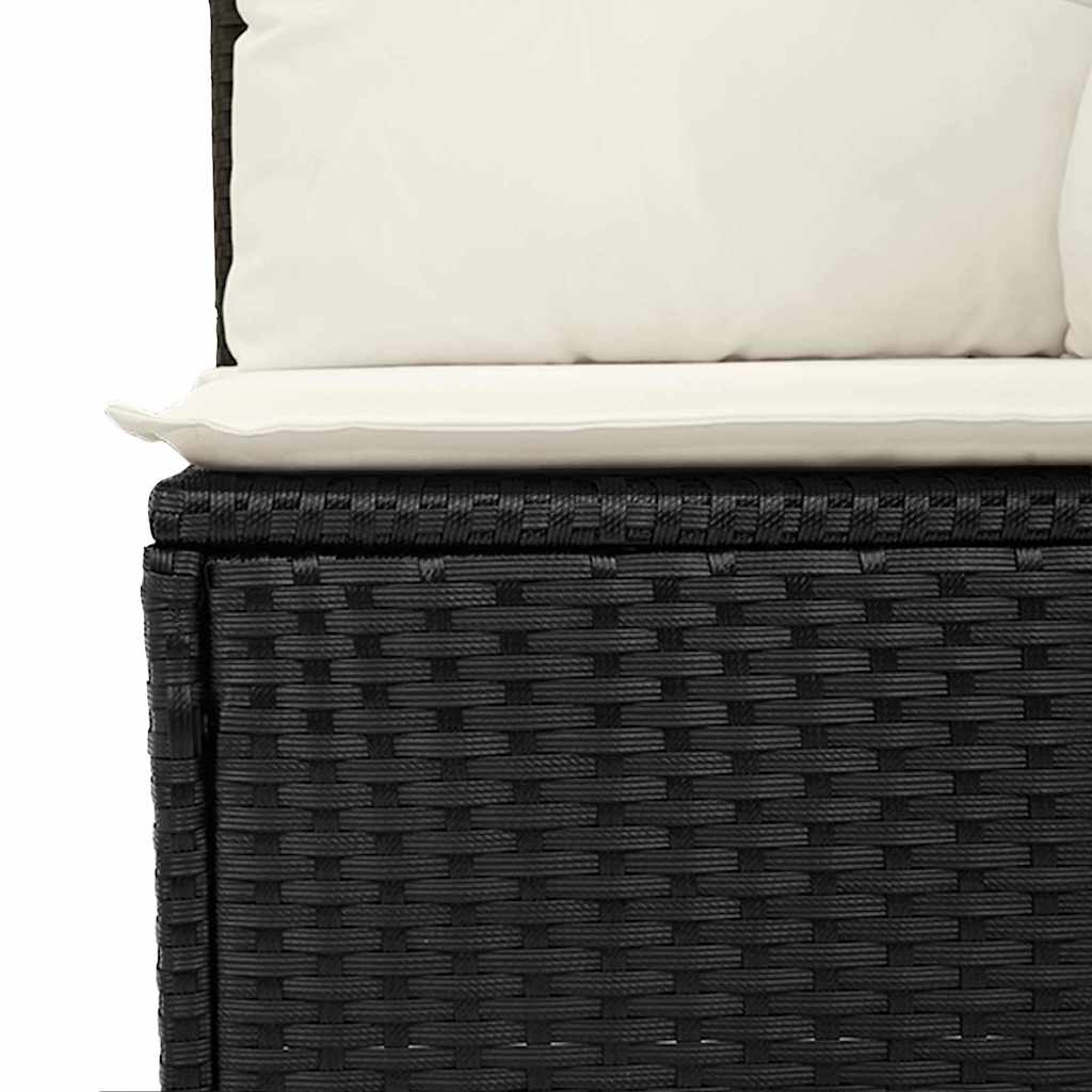 Conjunto de Sofá de Jardim com almofada 9 pcs Preto e Creme