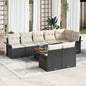 Conjunto de Sofá de Jardim com almofada 9 pcs Preto e Creme