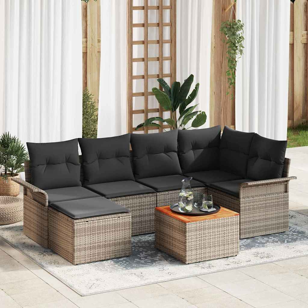 Conjunto de Sofá de Jardim com almofada 7 pcs Cinzeto