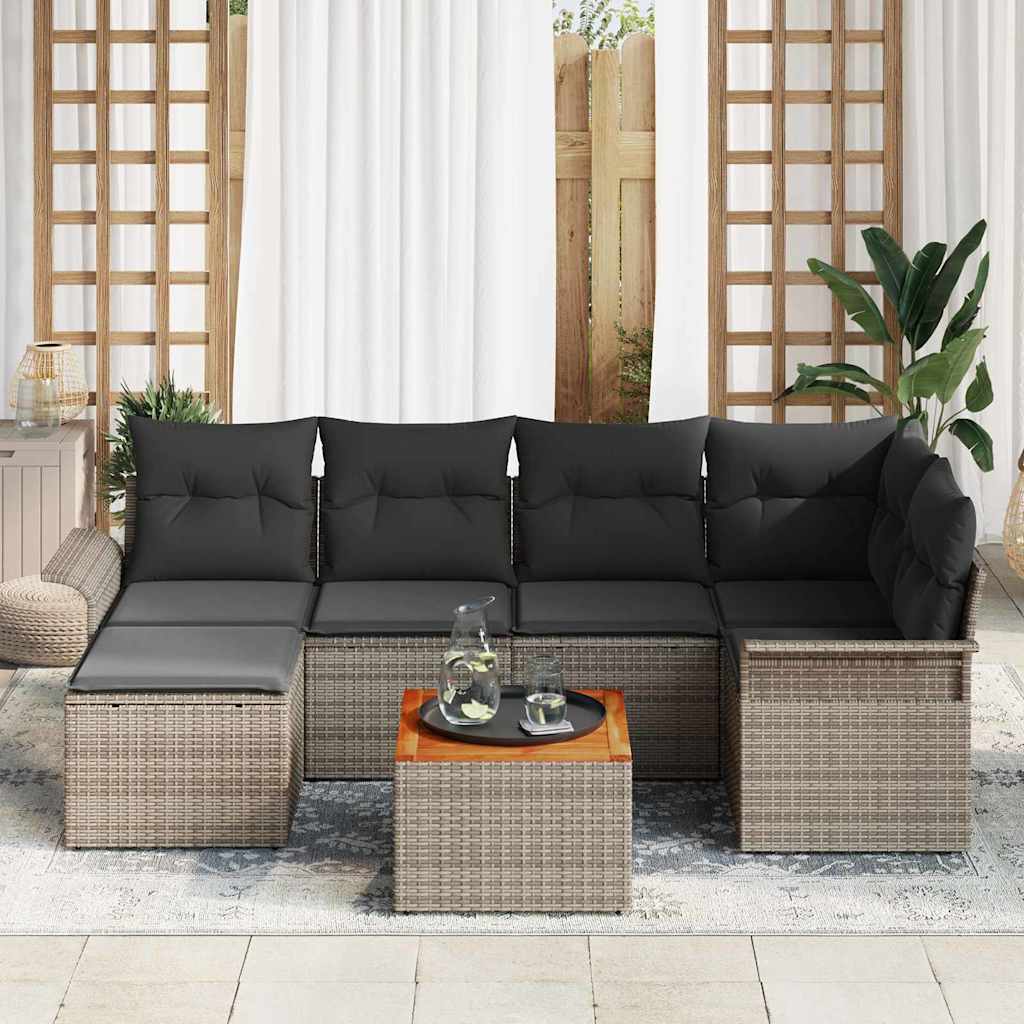 Conjunto de Sofá de Jardim com almofada 7 pcs Cinzeto