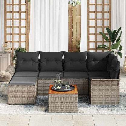 Conjunto de Sofá de Jardim com almofada 7 pcs Cinzeto