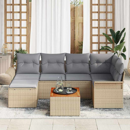 Conjunto de Sofá de Jardim 7 pcs Bege e Cinza Claro