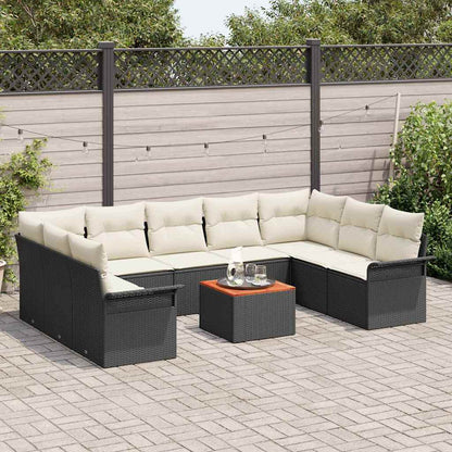Conjunto de Sofá de Jardim 10 pcs Preto e Creme 55 x 55 x 37 cm