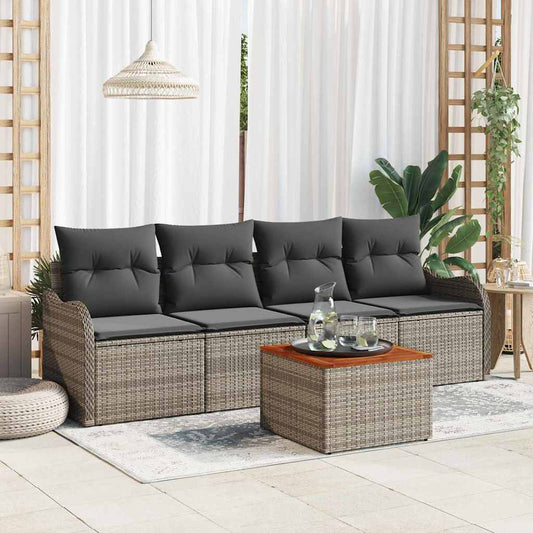 Conjunto de Sofá de Jardim com almofada Manual 5 pcs Cinzeto