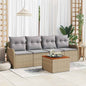 Conjunto de Sofá de Jardim Manual 5 pcs Bege e Cinza Claro