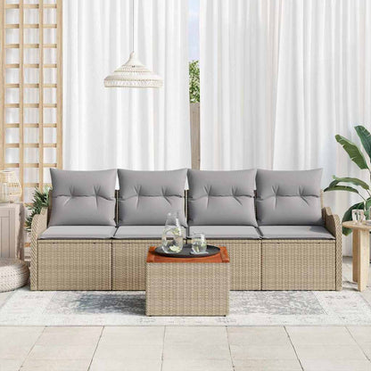 Conjunto de Sofá de Jardim Manual 5 pcs Bege e Cinza Claro