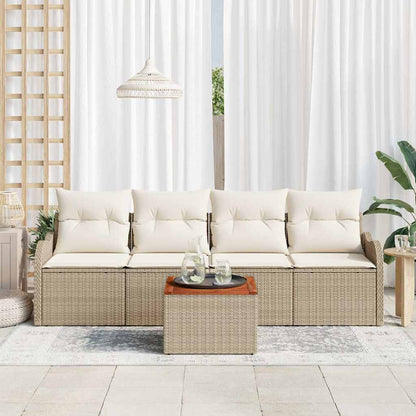 Conjunto de Sofá de Jardim 5 pcs Bege e Creme 55 x 55 x 37 cm
