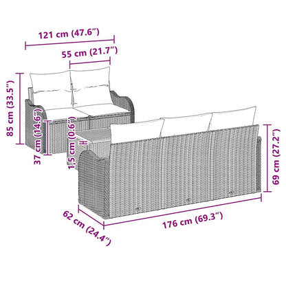 Conjunto de Sofá de Jardim Manual 6 pcs Cinzeto 55 x 55 x 37 cm
