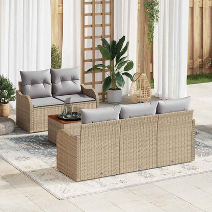 Conjunto de Sofá de Jardim Manual 6 pcs Bege e Cinza Claro
