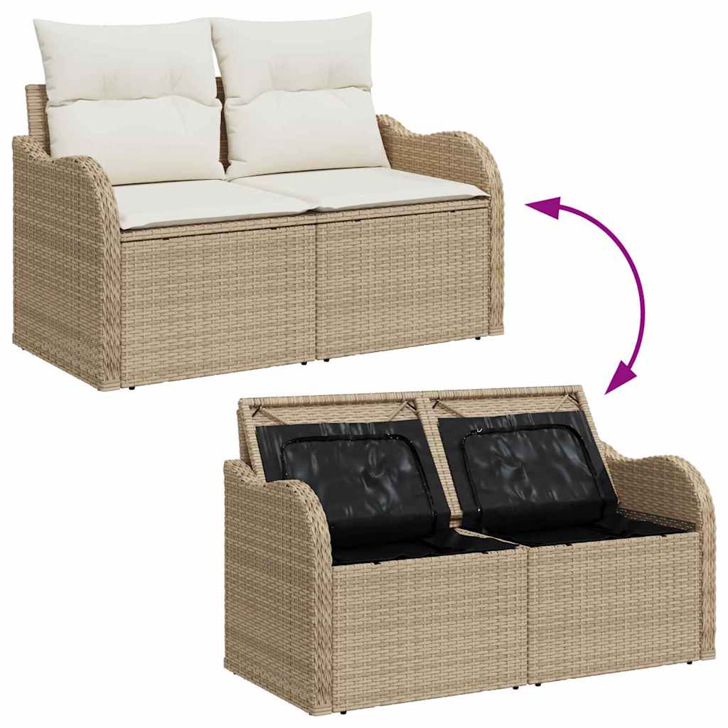 Conjunto de Sofá de Jardim 6 pcs Bege e Creme 55 x 55 x 37 cm