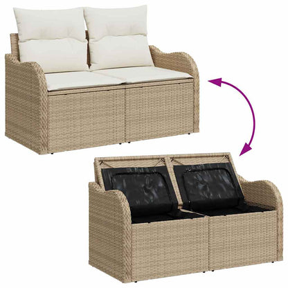 Conjunto de Sofá de Jardim 6 pcs Bege e Creme 55 x 55 x 37 cm