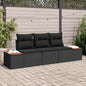 Conjunto de Sofá de Jardim 3 pcs Preto Rattan Sintético