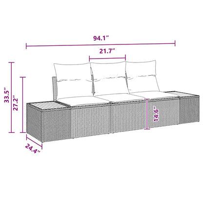 Conjunto de Sofá de Jardim 3 pcs Preto Rattan Sintético