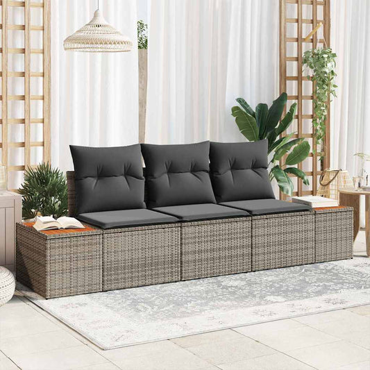 Conjunto de Sofá de Jardim 3 pcs Cinzeto Rattan Sintético