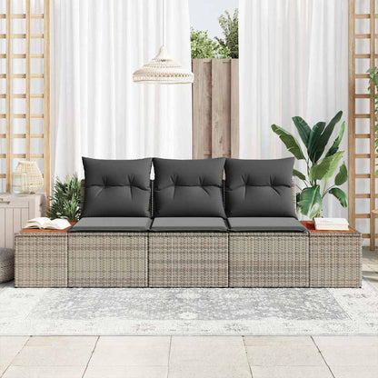 Conjunto de Sofá de Jardim 3 pcs Cinzeto Rattan Sintético