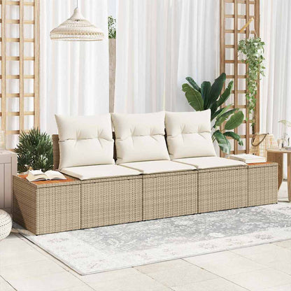 Conjunto de Sofá de Jardim 3 pcs bege e creme Rattan Sintético