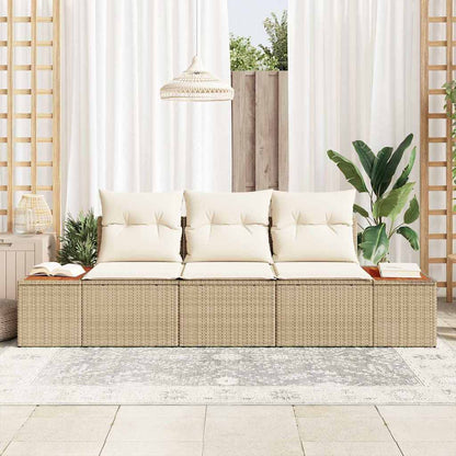 Conjunto de Sofá de Jardim 3 pcs bege e creme Rattan Sintético