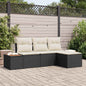 Conjunto de Sofá de Jardim 4 pcs Preto e creme 184 x 62 x 85 cm
