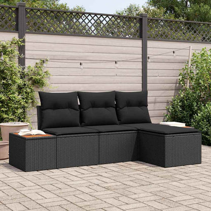 Conjunto de Sofá de Jardim 4 pcs Preto 184 x 62 x 85 cm