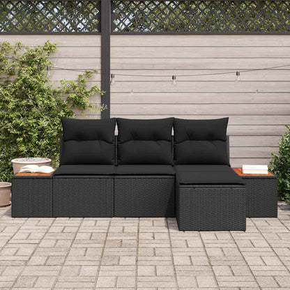 Conjunto de Sofá de Jardim 4 pcs Preto 184 x 62 x 85 cm