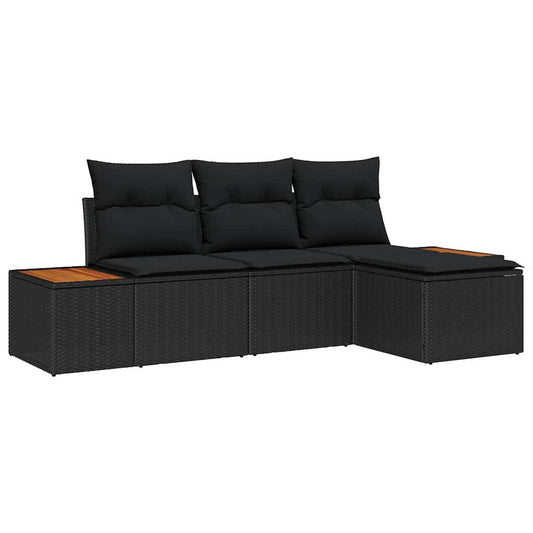 Conjunto de Sofá de Jardim 4 pcs Preto 184 x 62 x 85 cm