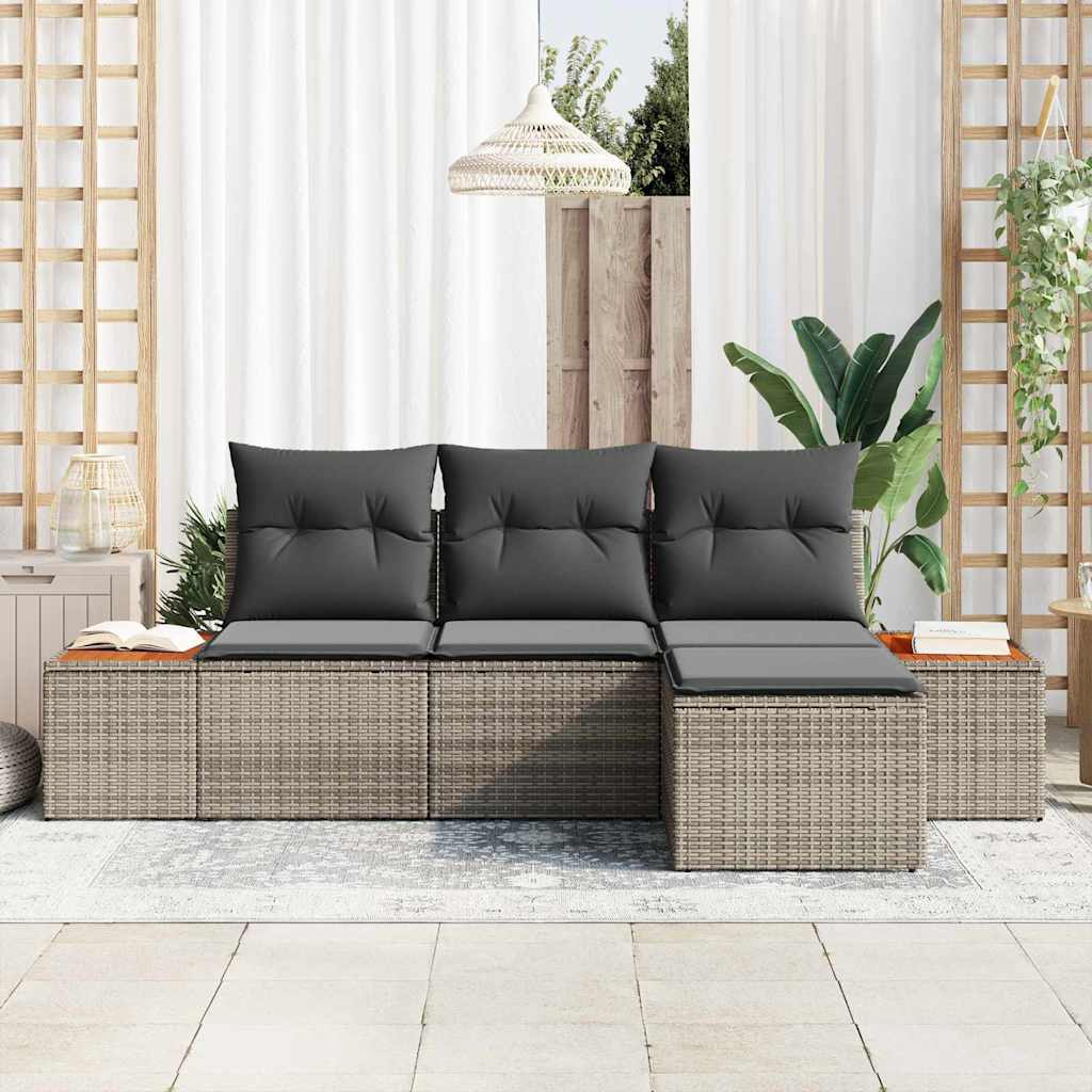 Conjunto de Sofá de Jardim 4 pcs Cinzeto 184 x 62 x 85 cm