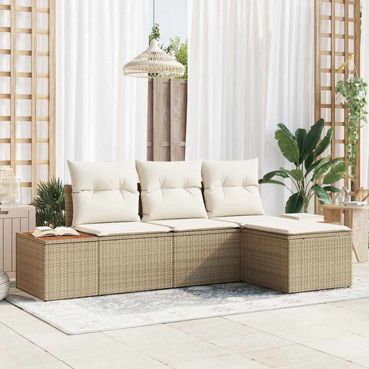 Conjunto de Sofá de Jardim 4 pcs bege e creme 184 x 62 x 85 cm