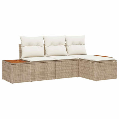 Conjunto de Sofá de Jardim 4 pcs bege e creme 184 x 62 x 85 cm